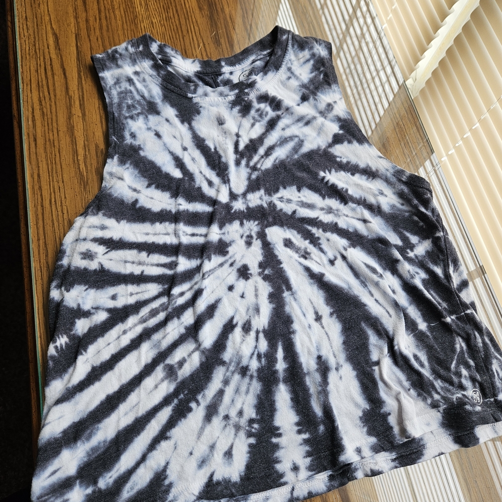 Black and White Tie-Dye Tank Top